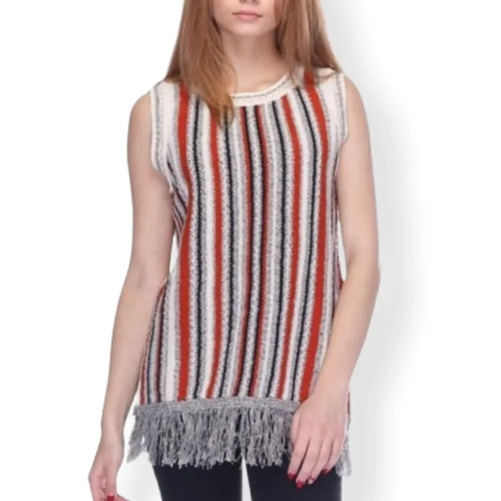 Massimo Dutti Sleeveless Fringe Tunic Sweater